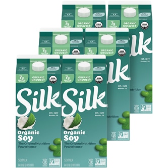 Silk Organic Soymilk, Unsweetened, Cartons