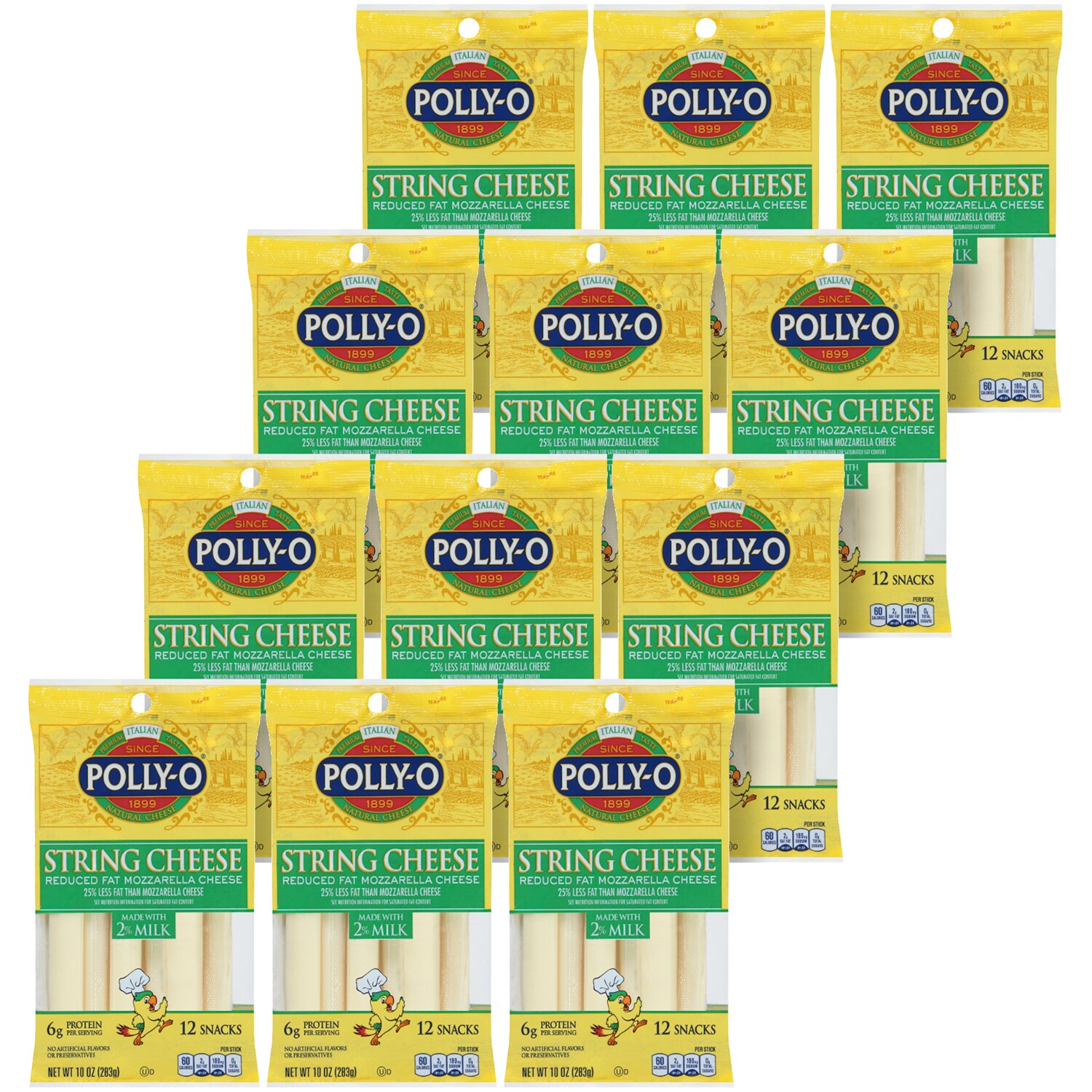 Polly-O Mozzarella String Cheese Made with 2% Milk, Case