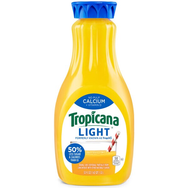 Tropicana Light Orange Juice Beverage with Calcium and Vitamin D, No Pulp, Plastic Bottle