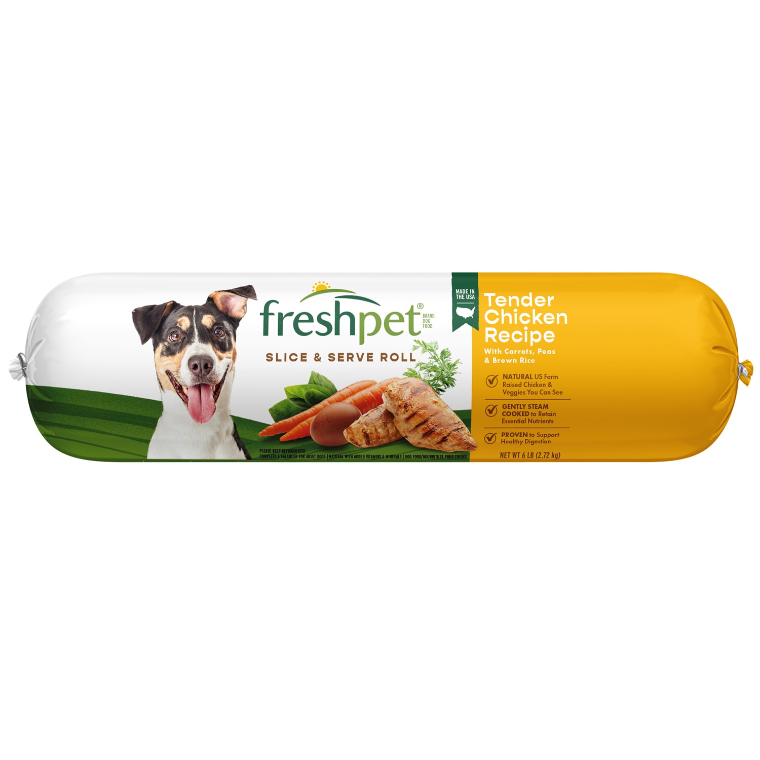 Freshpet Select Slice and Serve Refrigerated Dog Food, Chicken, Vegetable, and Rice Recipe