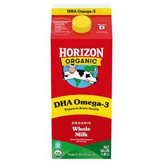 Horizon Organic Whole Milk with DHA Omega-3 and Vitamin D, Carton