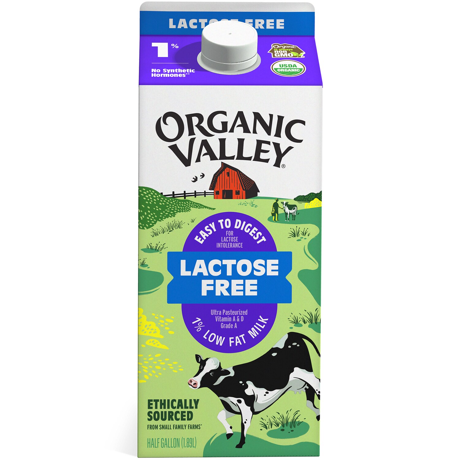 Organic Valley Lactose-Free 1% Low-Fat Milk, Carton