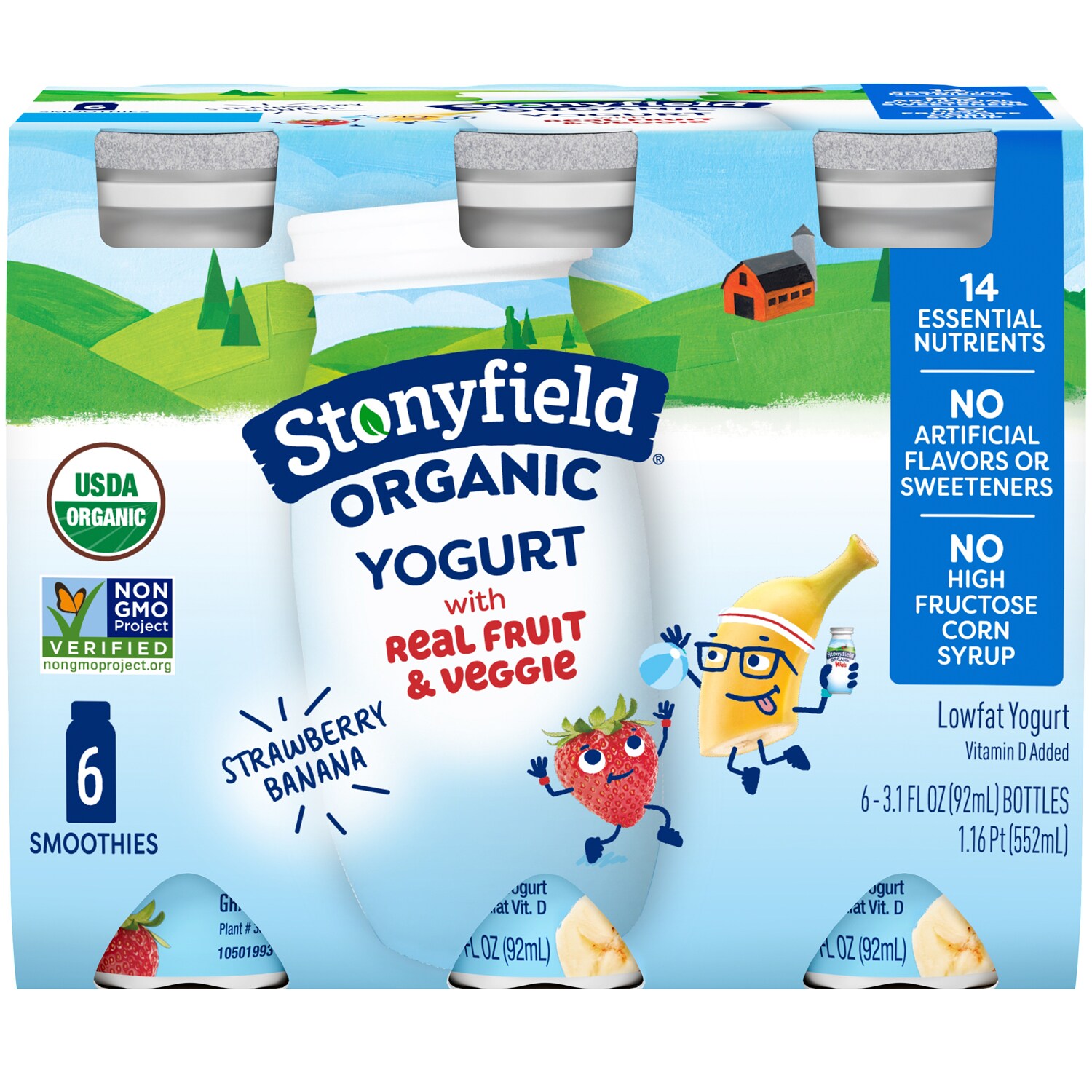 Stonyfield Organic Kids Yogurt Smoothies, Strawberry Banana