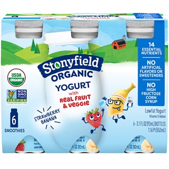 Stonyfield Organic Kids Yogurt Smoothies, Strawberry Banana