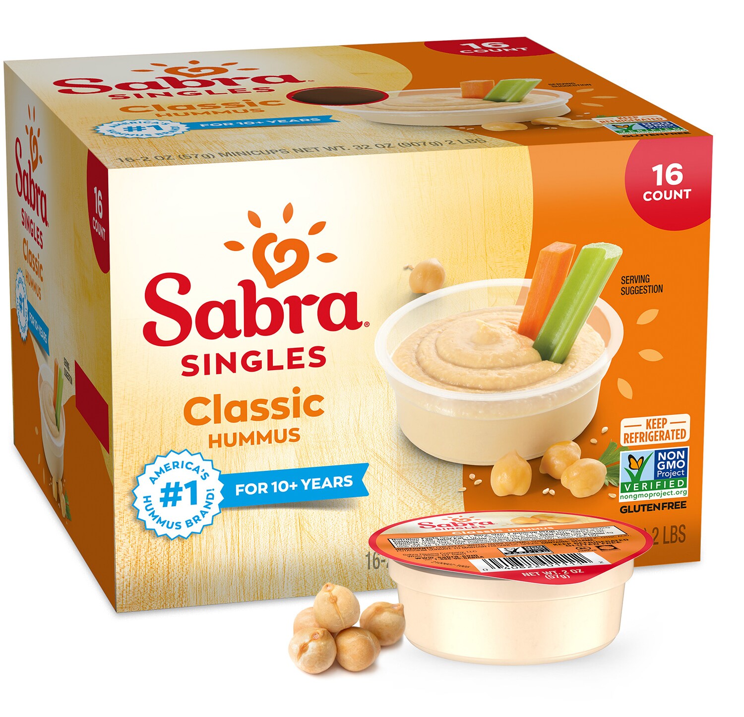 Sabra Hummus Singles, Classic, Case
