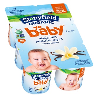 Stonyfield Organic YoBaby Whole Milk Yogurt Cups, Vanilla