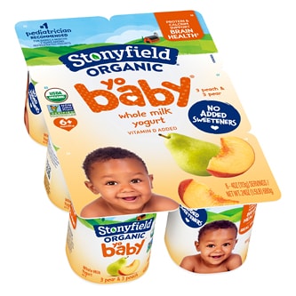 Stonyfield Organic YoBaby Whole Milk Yogurt Cups, Peach and Pear