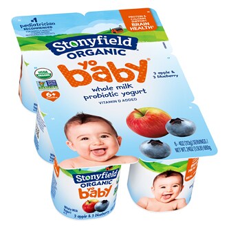 Stonyfield Organic YoBaby Whole Milk Yogurt Cups, Blueberry and Apple