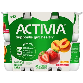 Activia Lowfat Yogurt, Peach and Strawberry