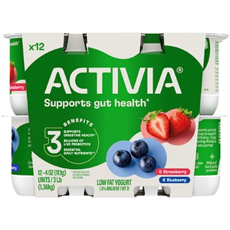 Activia Lowfat Yogurt, Strawberry and Blueberry