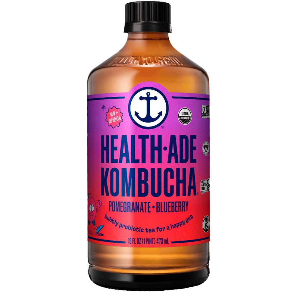 Health-Ade Kombucha, Pomegranate Blueberry, Glass Bottle