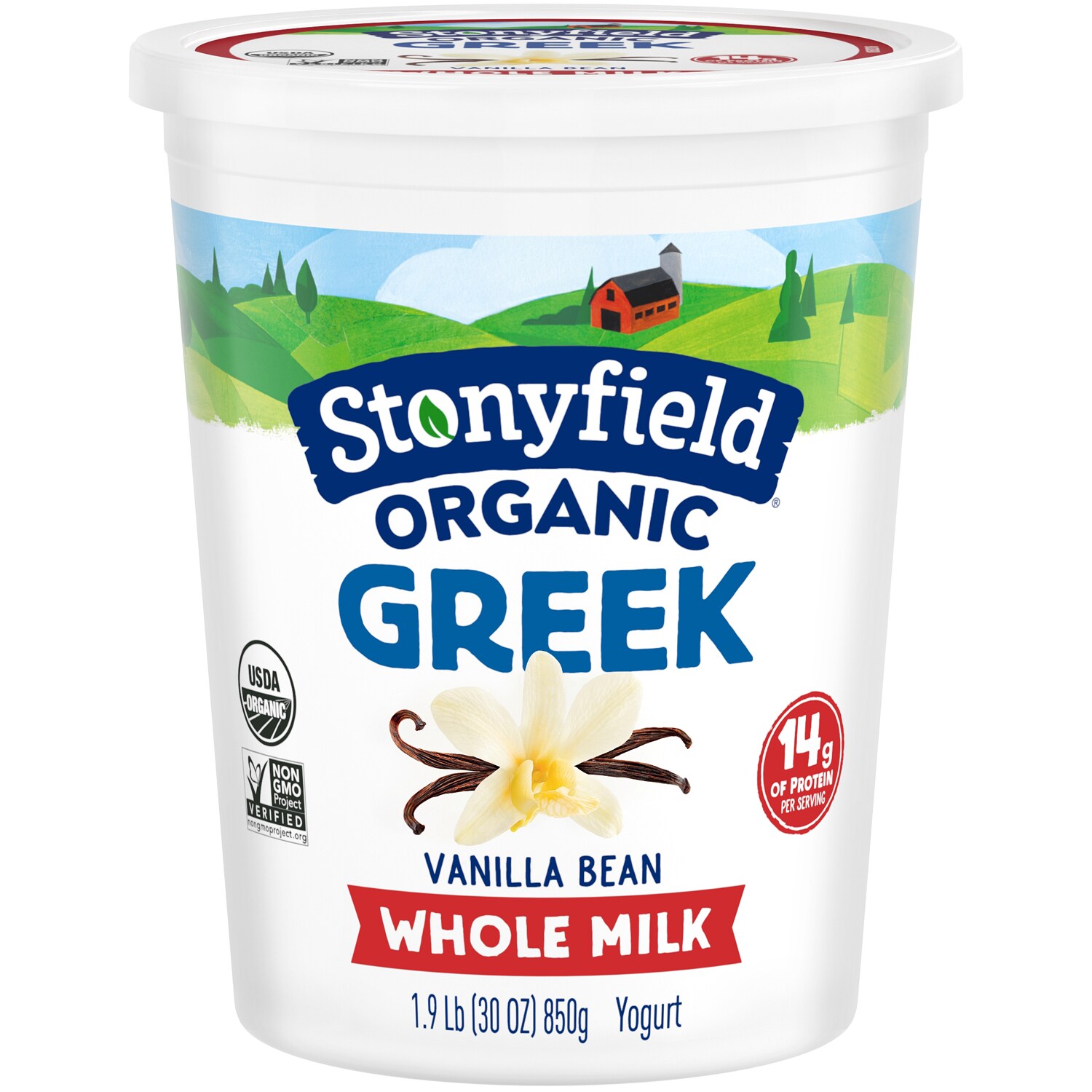 Stonyfield Organic Greek Whole Milk Yogurt, Vanilla Bean