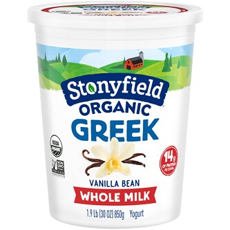 Stonyfield Organic Greek Whole Milk Yogurt, Vanilla Bean