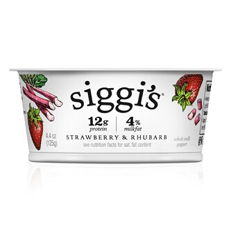 Siggi's Skyr Icelandic-Style Strained 4% Whole Milk Yogurt, Strawberry-Rhubarb