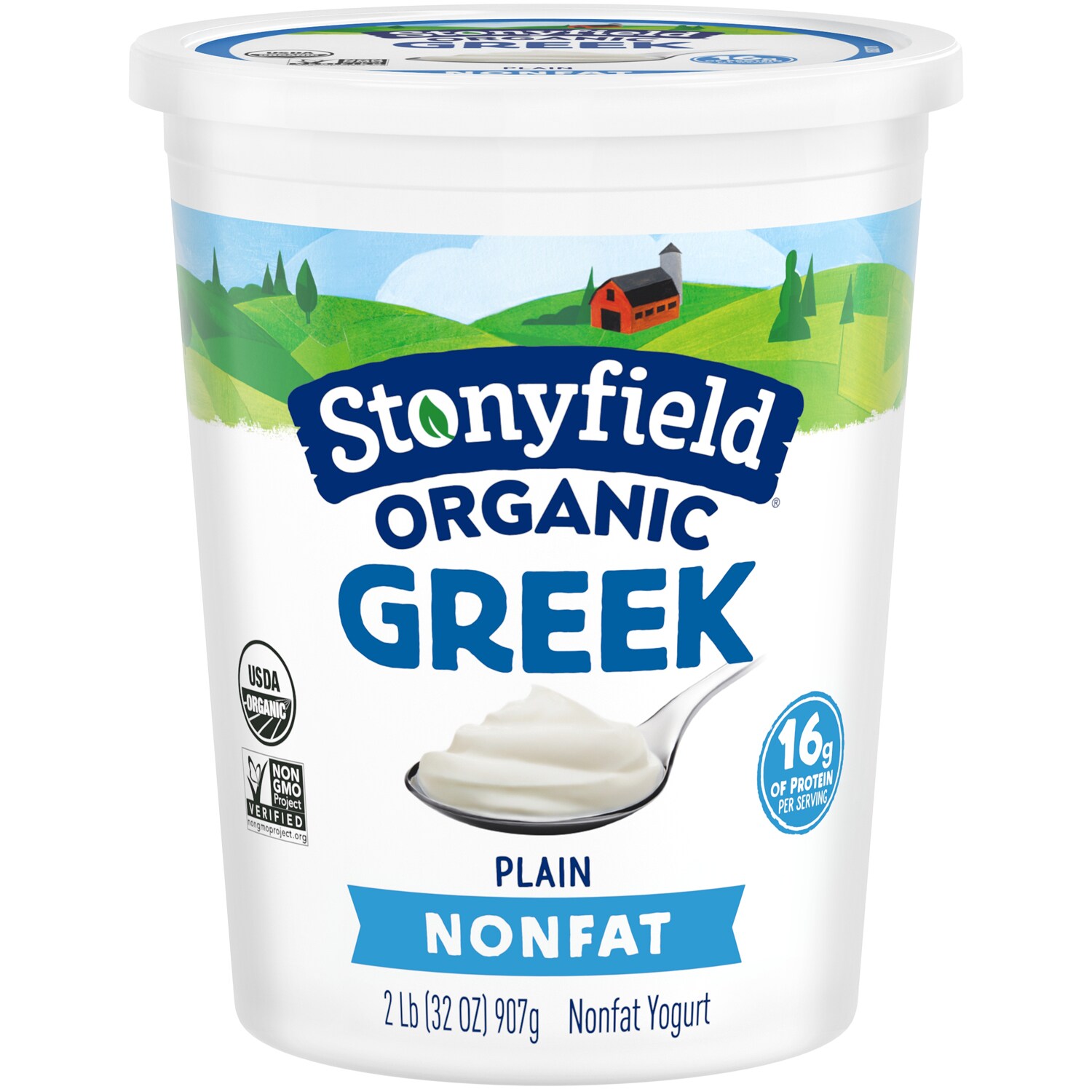Stonyfield Organic 0% Fat Greek Yogurt, Plain