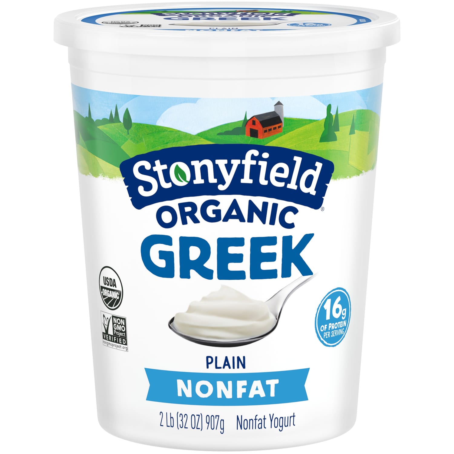 Stonyfield Organic 0% Fat Greek Yogurt, Plain