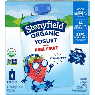 Stonyfield Organic Kids Lowfat Yogurt Pouches, Strawberry