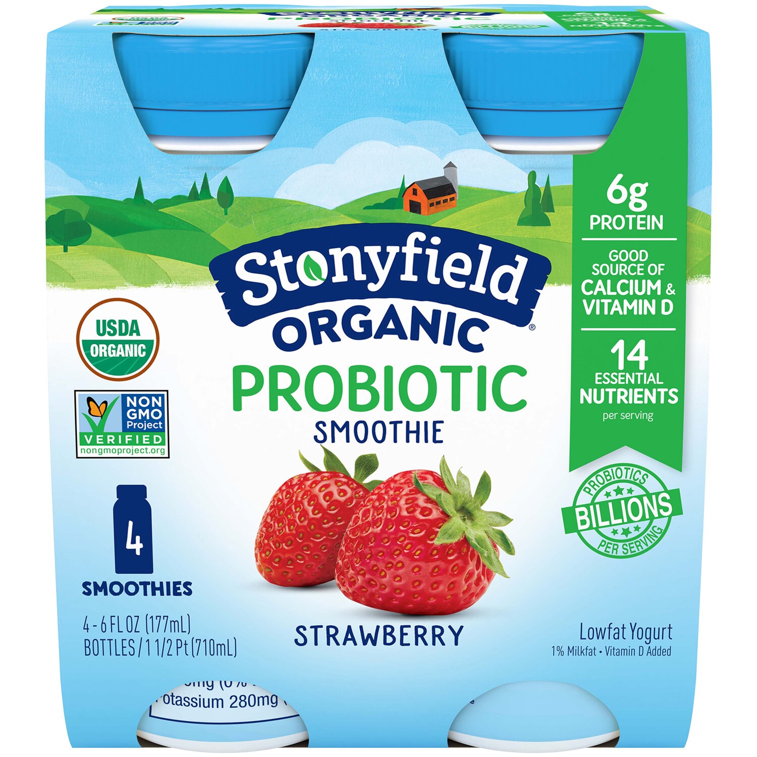 Stonyfield Organic Lowfat Yogurt Smoothies, Strawberry