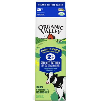Organic Valley 2% Reduced Fat Milk, Carton