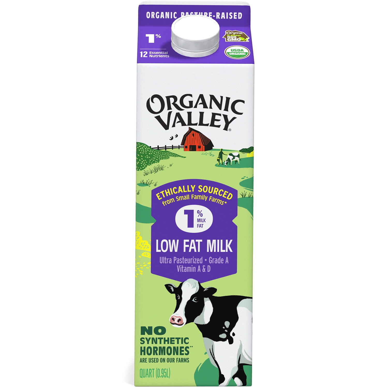 Organic Valley 1% Lowfat Milk, Carton
