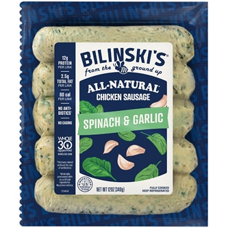 Bilinski's All-Natural Chicken Sausage, Spinach & Garlic
