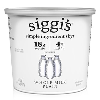 Siggi's Skyr Icelandic-Style Strained 4% Whole Milk Yogurt, Plain