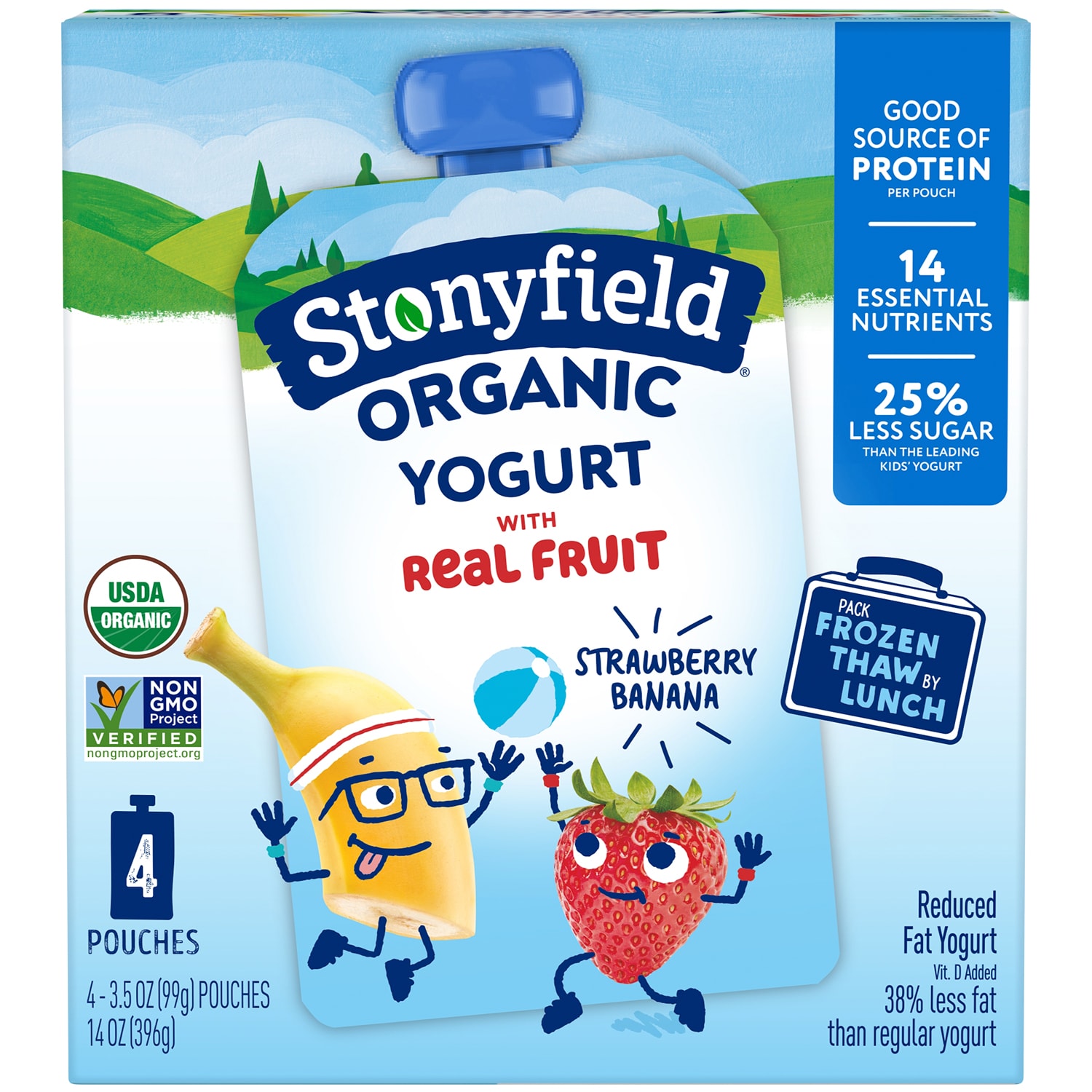 Stonyfield Organic Kids Lowfat Yogurt Pouches, Strawberry Banana