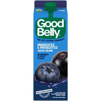 Goodbelly Probiotics Organic Juice Drink, Blueberry Acai, Carton