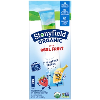 Stonyfield Organic Kids Lowfat Yogurt Tubes, Strawberry Banana