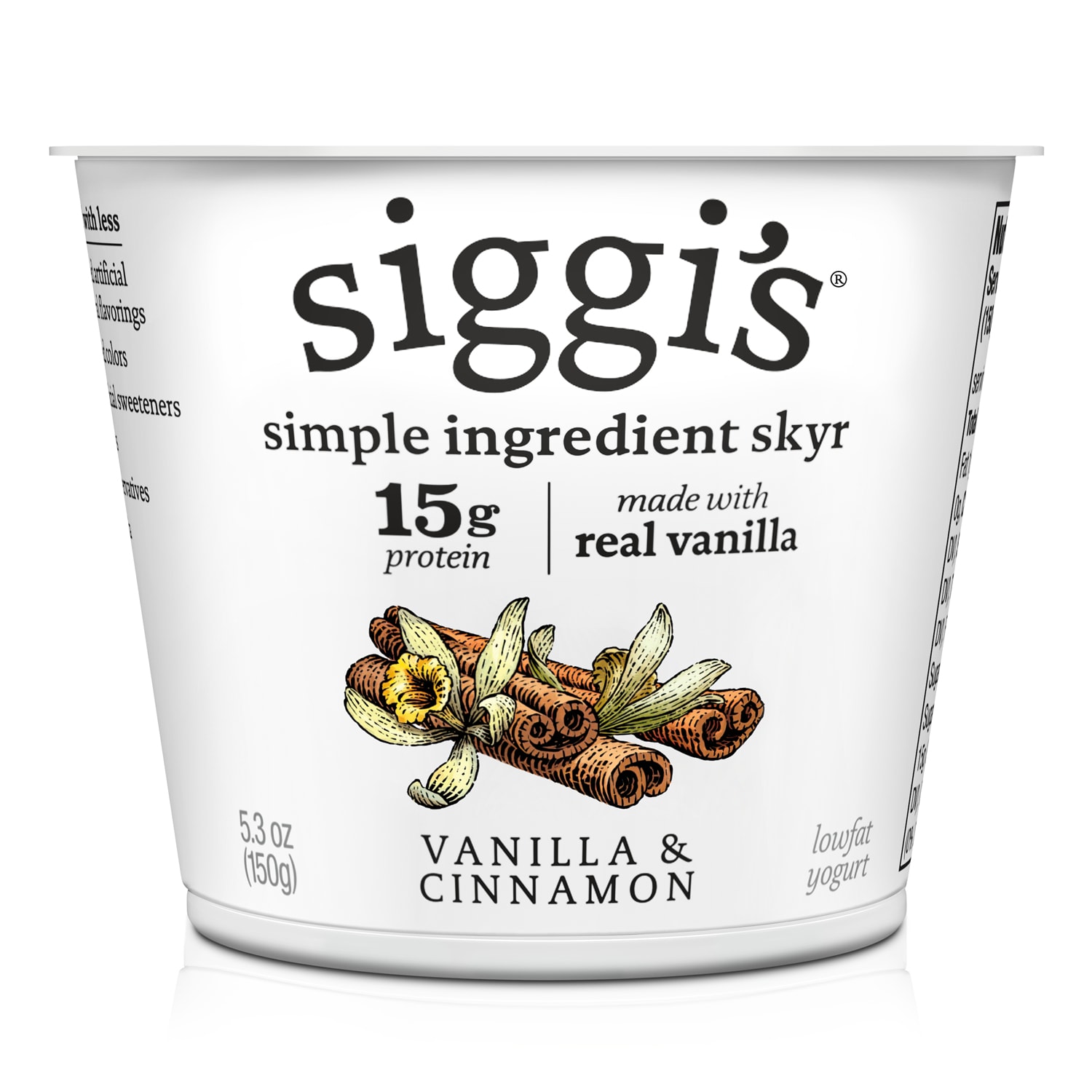 Siggi's Skyr Simple Ingredient Icelandic-Style Strained 2% Low-Fat Yogurt, Vanilla & Cinnamon