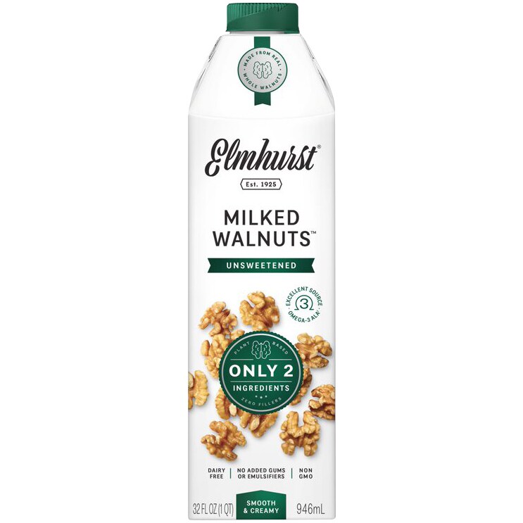 Elmhurst Milked Walnuts, Unsweetened, Carton