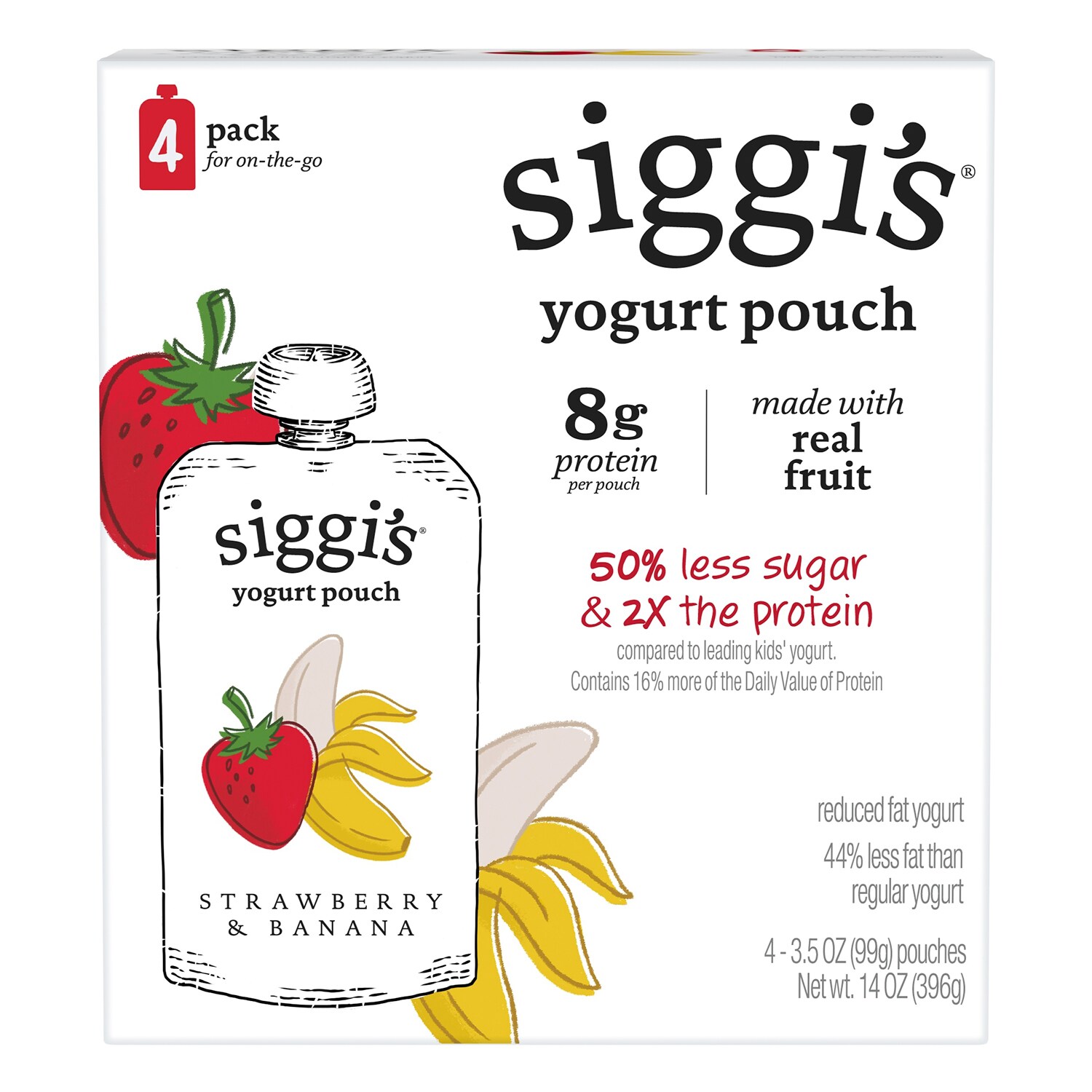 Siggi's Kids Low-Fat Yogurt Pouches, Strawberry & Banana