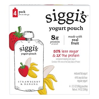 Siggi's Kids Low-Fat Yogurt Pouches, Strawberry & Banana