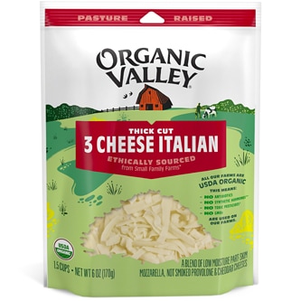 Organic Valley Thick Cut Shredded 3 Cheese Italian Blend
