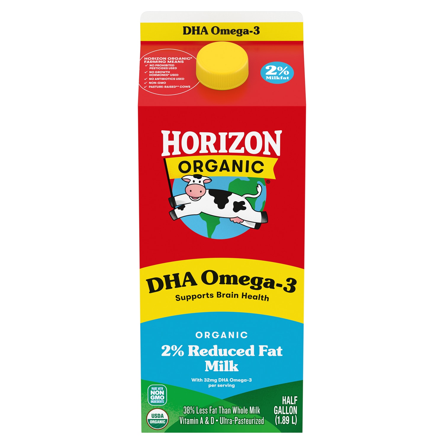 Horizon Organic 2% Reduced Fat Milk with DHA Omega-3, Carton