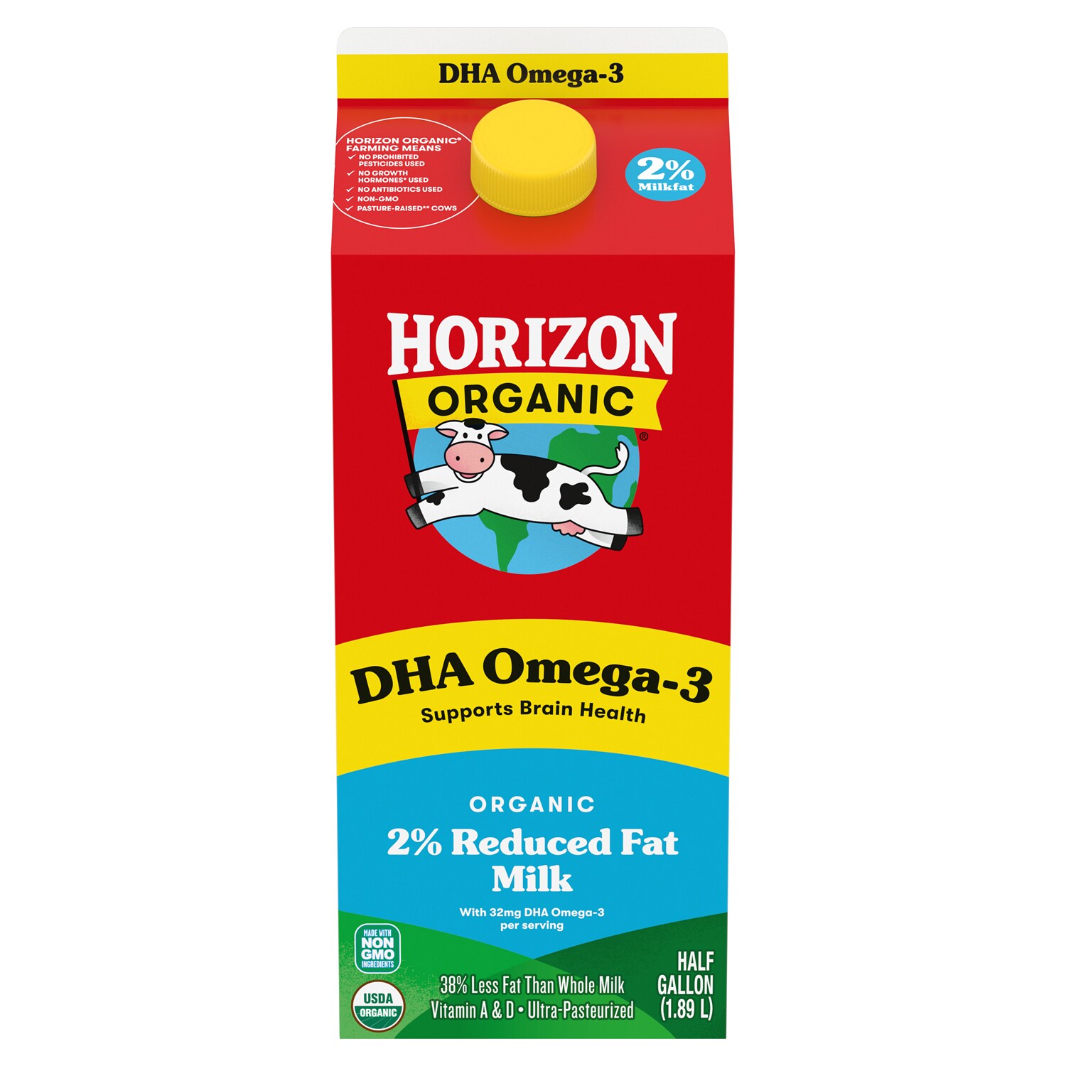 Horizon Organic 2% Reduced Fat Milk with DHA Omega-3, Carton