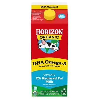 Horizon Organic 2% Reduced Fat Milk with DHA Omega-3, Carton