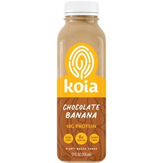 Koia Plant-Based Protein Shake, Chocolate Banana, Plastic Bottle