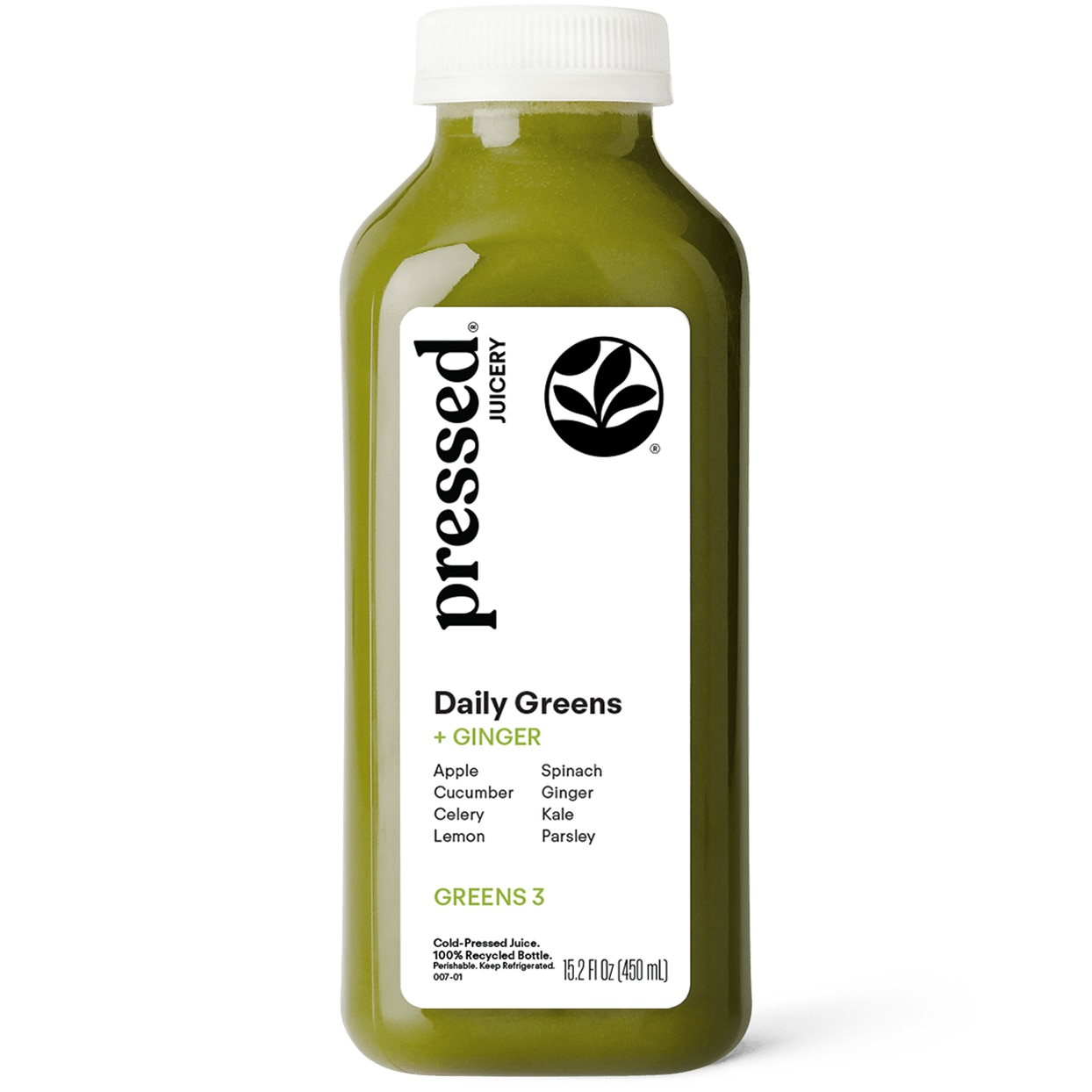 Pressed Juicery Cold-Pressed Juice, Greens 3, Plastic Bottle
