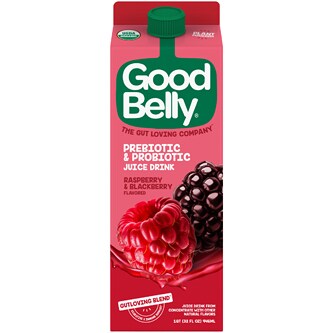GoodBelly Probiotics Organic No Sugar Added Juice Drink, Raspberry Blackberry, Carton