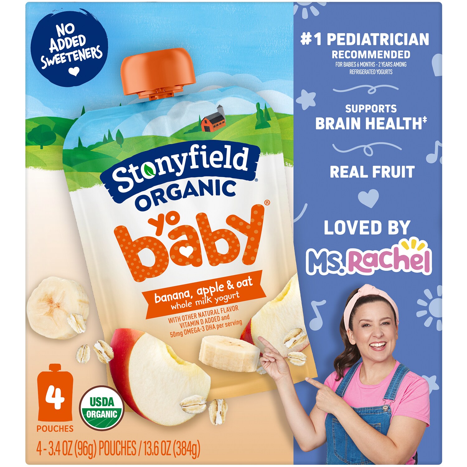 Stonyfield Organic YoBaby Whole Milk Yogurt Pouches, Banana & Oat