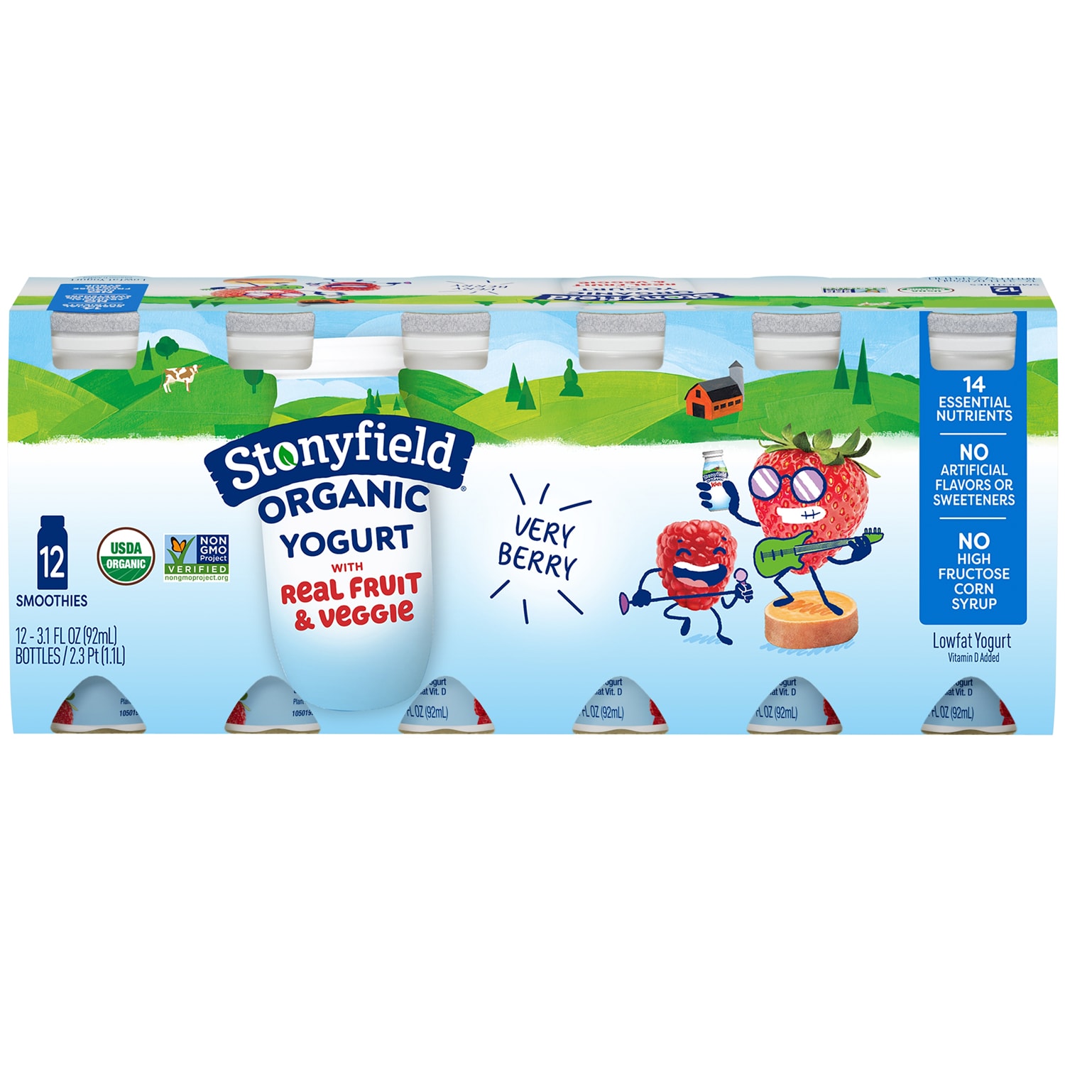 Stonyfield Organic Kids Yogurt Smoothies, Very Berry