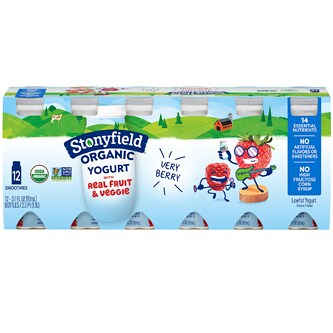 Stonyfield Organic Kids Yogurt Smoothies, Very Berry