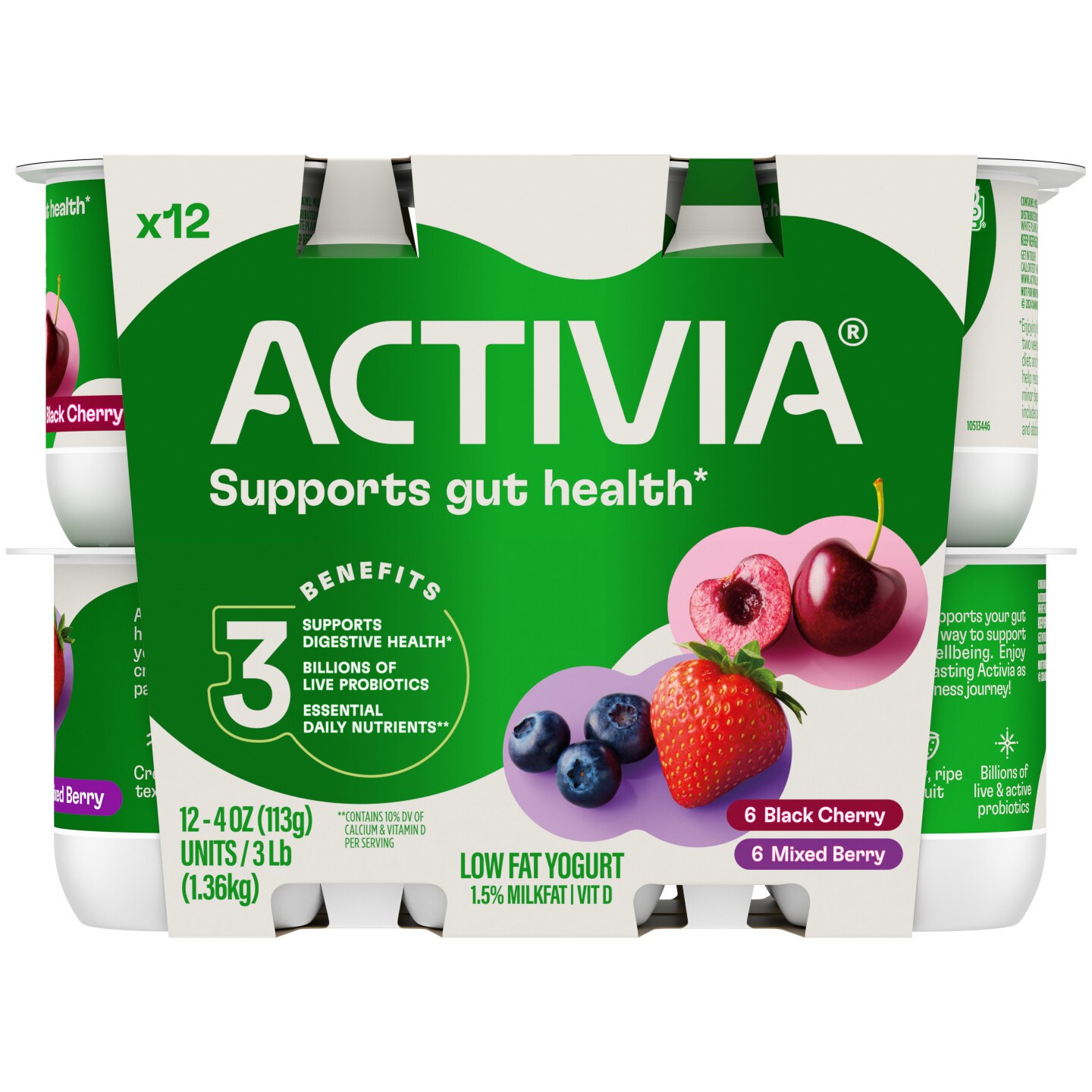 Dannon Activia Lowfat Yogurt, Black Cherry & Mixed Berry