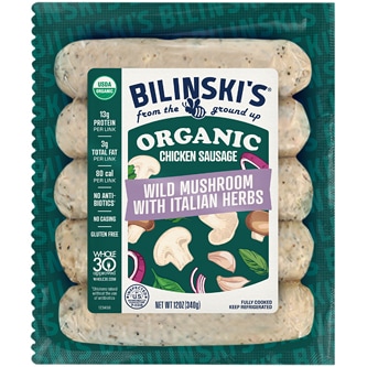 Bilinski's Organic Chicken Sausage, Wild Mushroom with Italian Herbs
