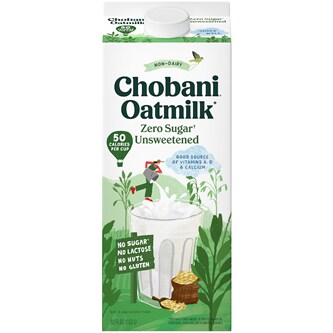 Chobani Zero Sugar Oatmilk, Plain, Carton