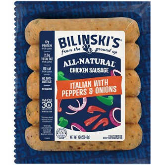 Bilinski's All-Natural Chicken Sausage, Italian with Pepper & Onions