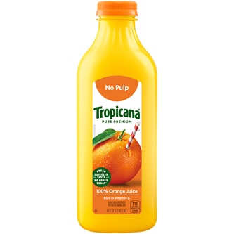 Tropicana Pure Premium Orange Juice, No pulp, Plastic Bottle