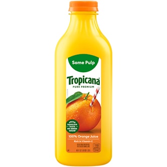 Tropicana Pure Premium Orange Juice, Some Pulp, Plastic Bottle