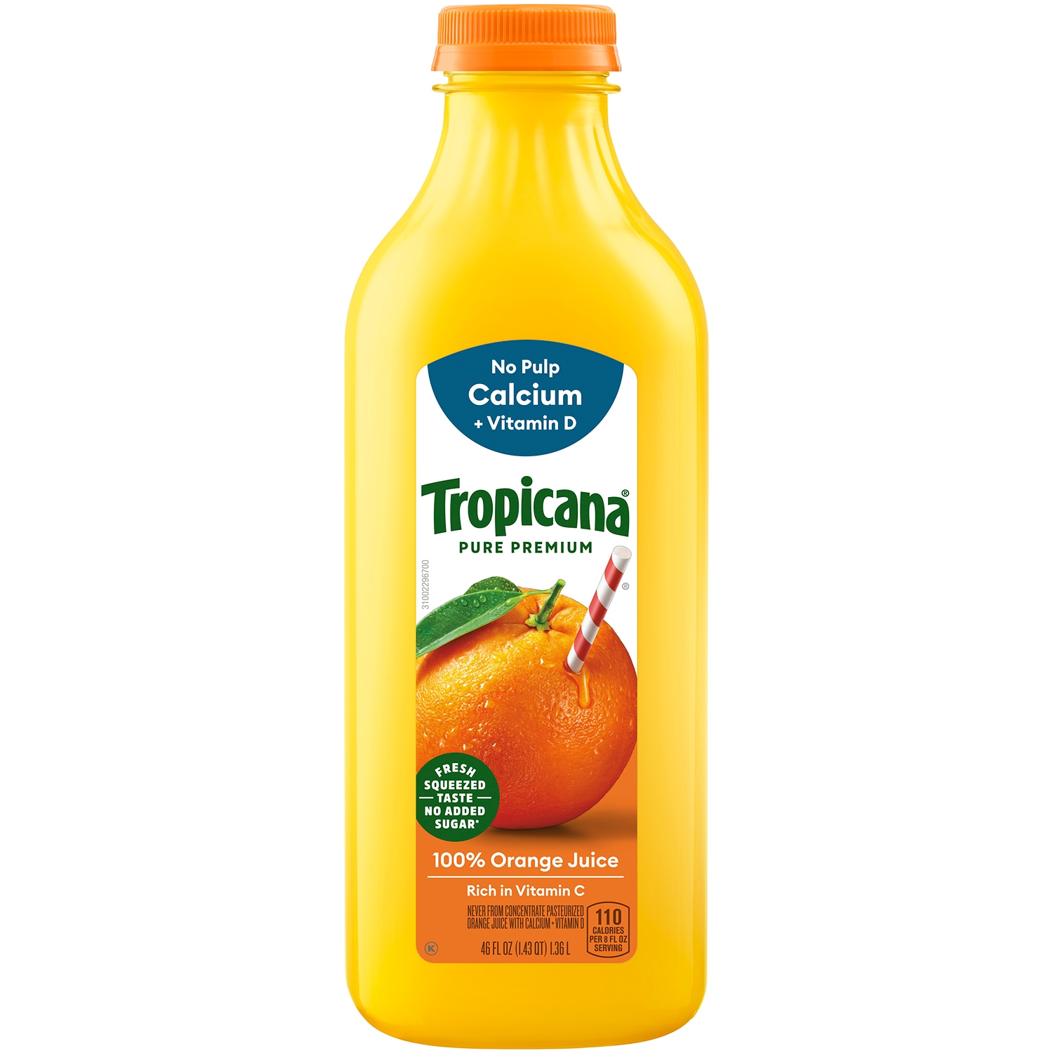 Tropicana Pure Premium Orange Juice, No Pulp, Calcium + Vitamin D, Plastic Bottle